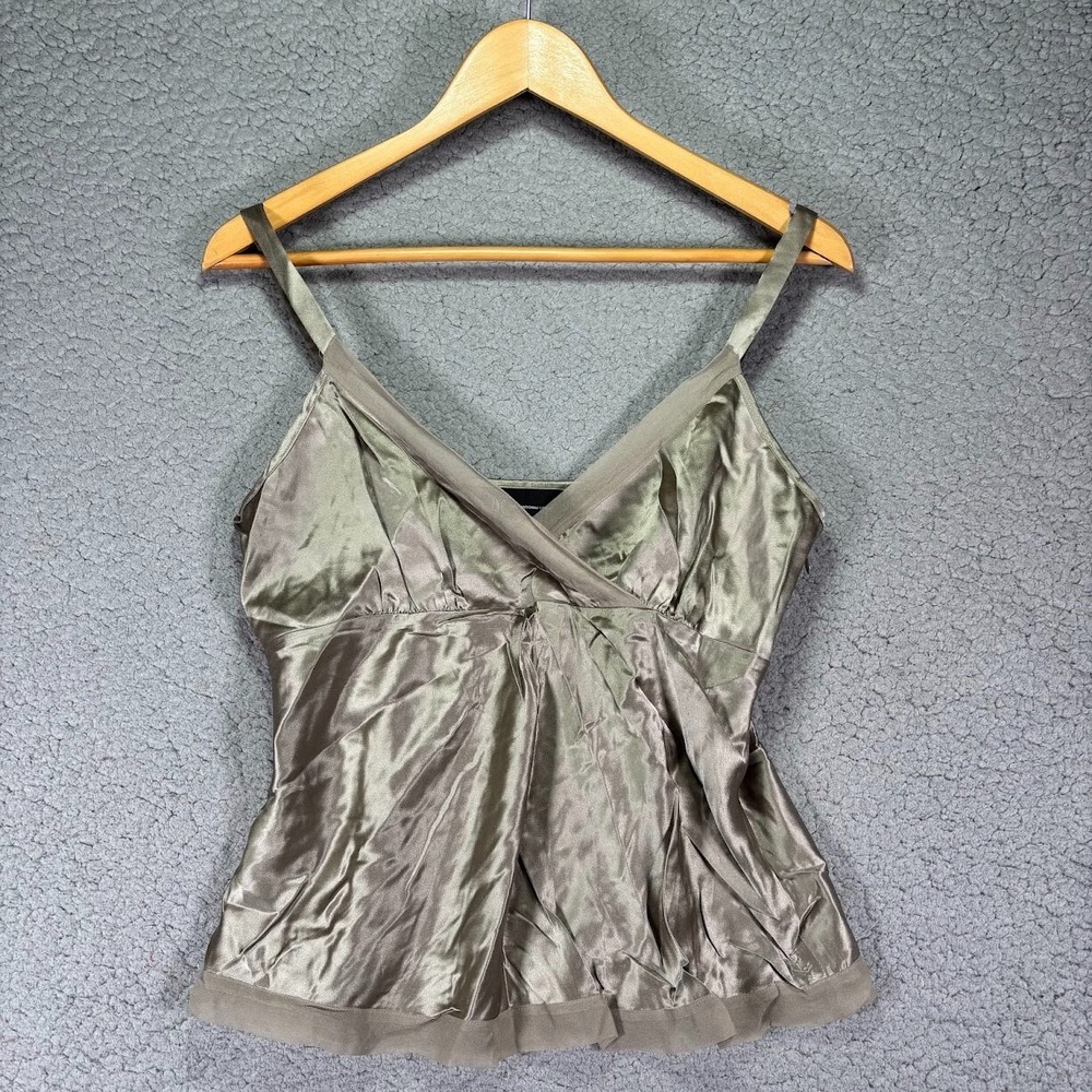 INC International Concepts Camisole Top‎ Womens Size 6 100% Silk Cami Steel Y2K